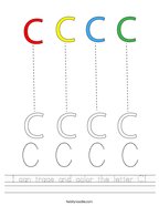 I can trace and color the letter C Handwriting Sheet