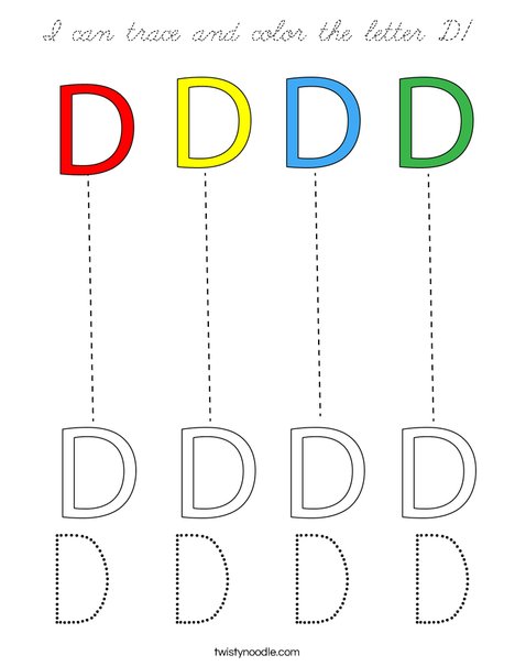 I can trace and color the letter D! Coloring Page