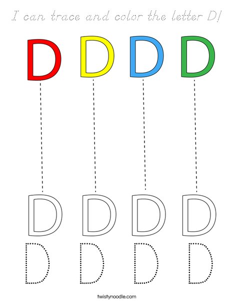 I can trace and color the letter D! Coloring Page