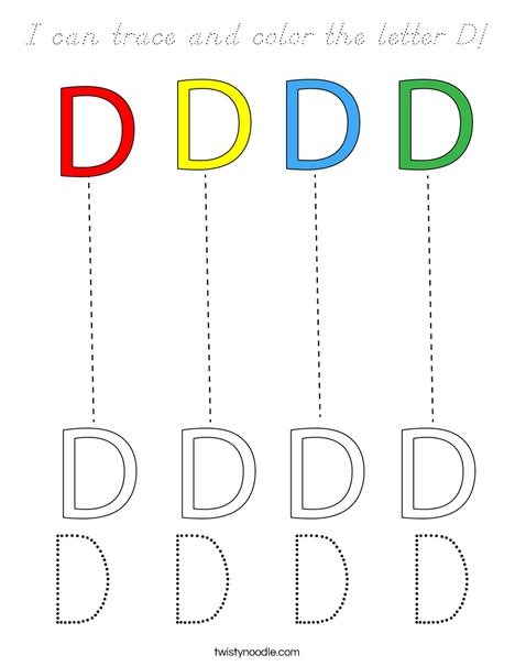 i can trace and color the letter d coloring page d