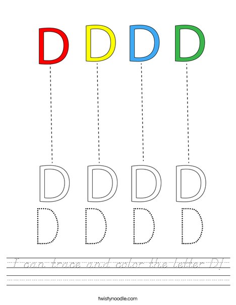I can trace and color the letter D! Worksheet