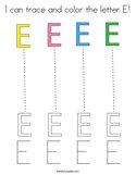I can trace and color the letter E Coloring Page