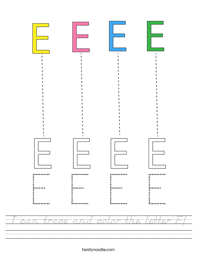 I can trace and color the letter E! Worksheet