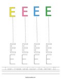 I can trace and color the letter E! Worksheet