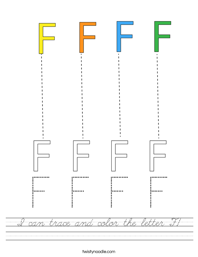 I can trace and color the letter F! Worksheet