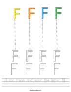 I can trace and color the letter F Handwriting Sheet