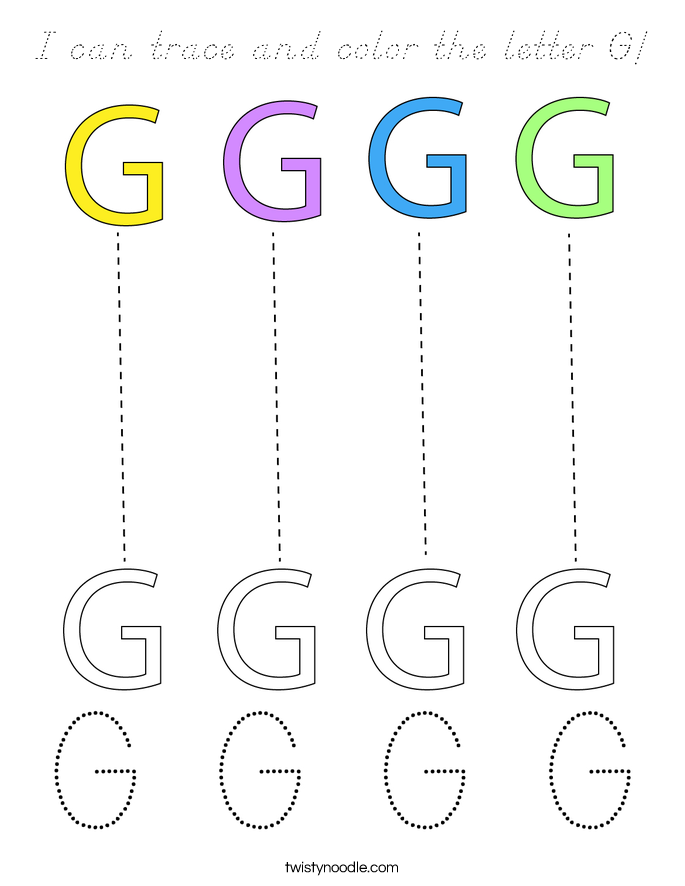 I can trace and color the letter G! Coloring Page