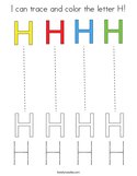 I can trace and color the letter H Coloring Page