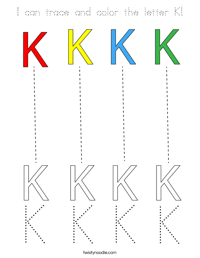 I can trace and color the letter K! Coloring Page