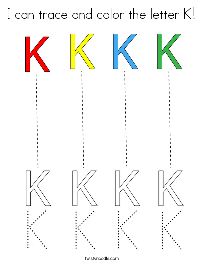 I can trace and color the letter K! Coloring Page