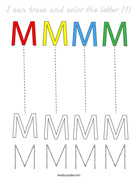 I can trace and color the letter M! Coloring Page