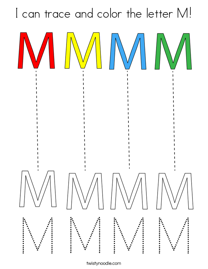 I can trace and color the letter M! Coloring Page