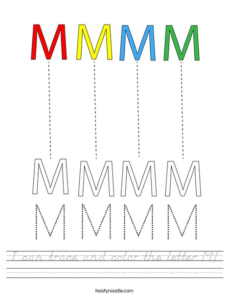 I can trace and color the letter M! Worksheet