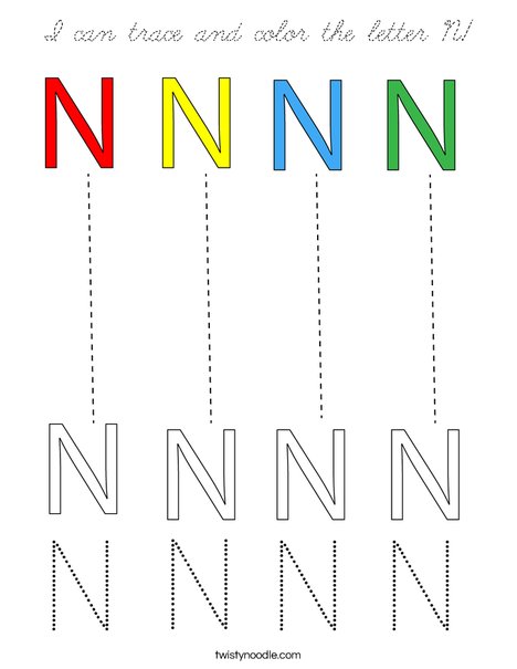 I can trace and color the letter N! Coloring Page