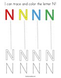 I can trace and color the letter N Coloring Page