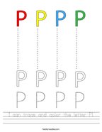 I can trace and color the letter P Handwriting Sheet