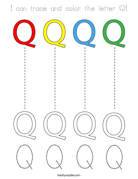 I can trace and color the Letter Q! Coloring Page