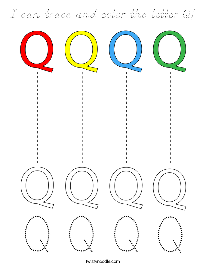 I can trace and color the letter Q! Coloring Page