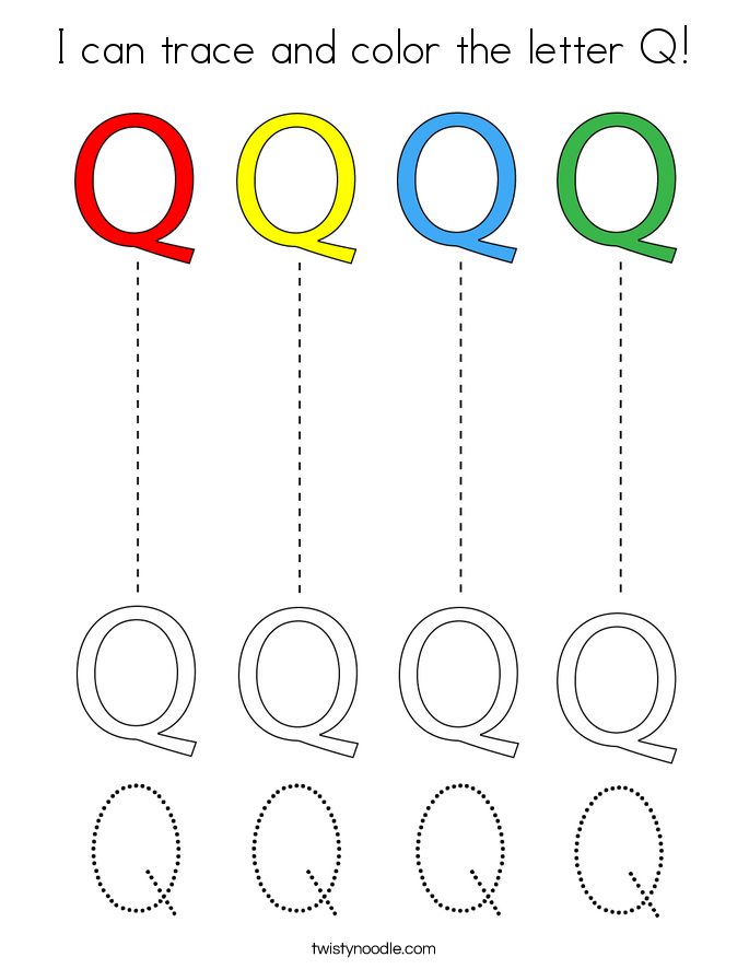 I can trace and color the letter Q! Coloring Page