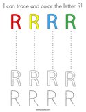 I can trace and color the letter R Coloring Page