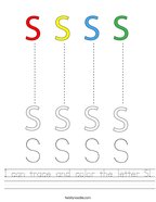 I can trace and color the letter S Handwriting Sheet