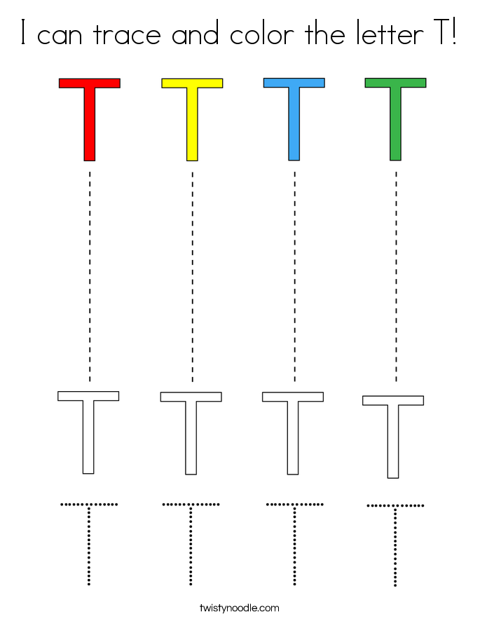 I can trace and color the letter T! Coloring Page