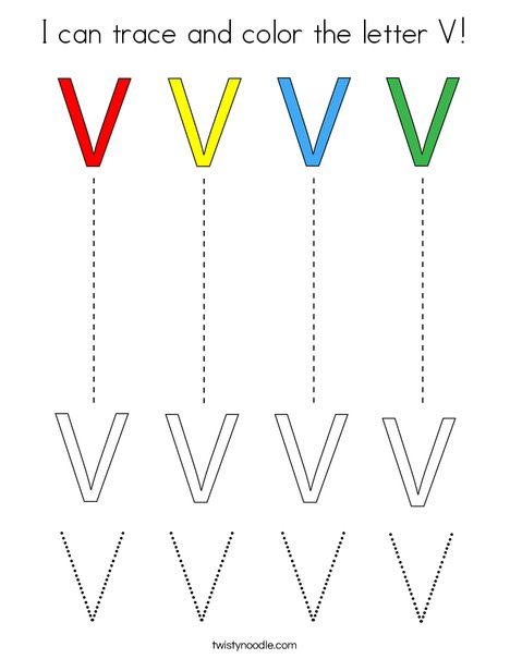 I can trace and color the letter V! Coloring Page