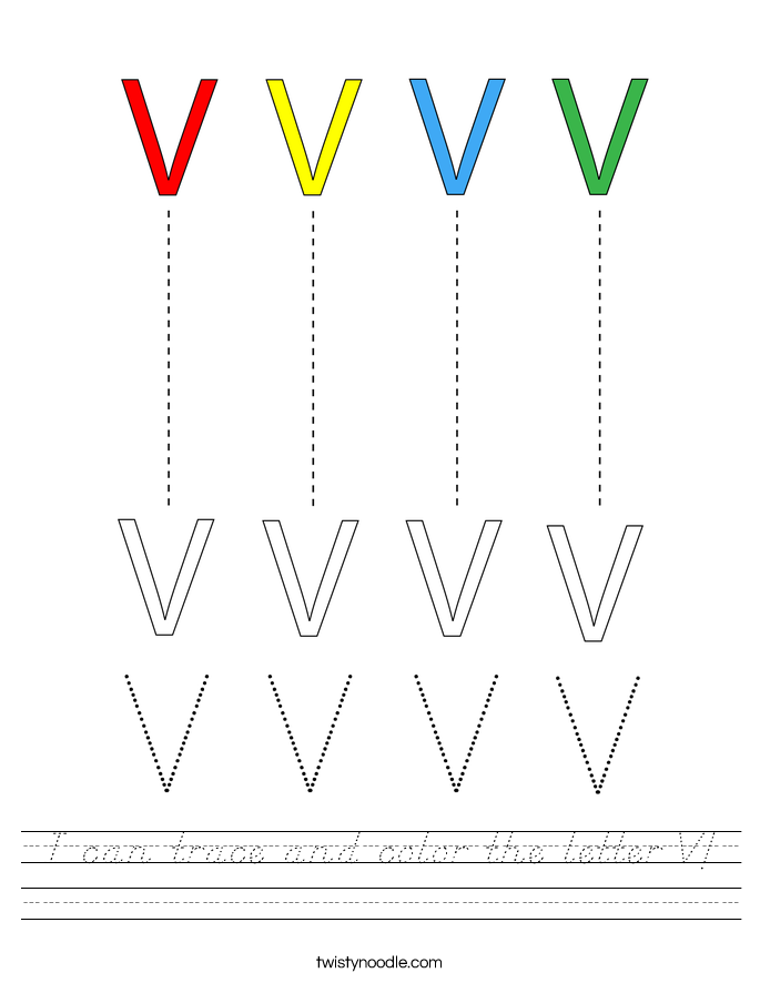 I can trace and color the letter V! Worksheet
