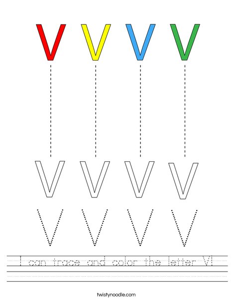 I can trace and color the letter V! Worksheet