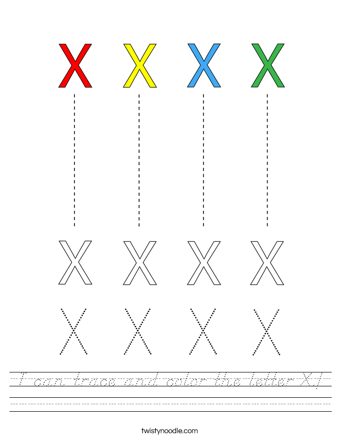 I can trace and color the letter X! Worksheet