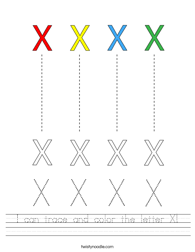 I can trace and color the letter X! Worksheet