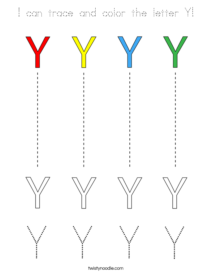 I can trace and color the letter Y! Coloring Page