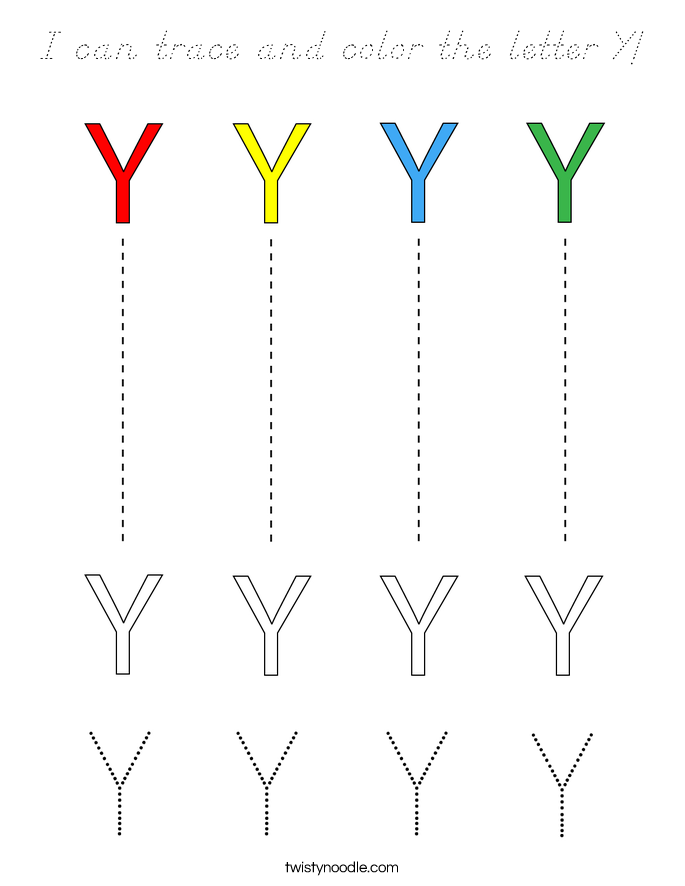 I can trace and color the letter Y! Coloring Page