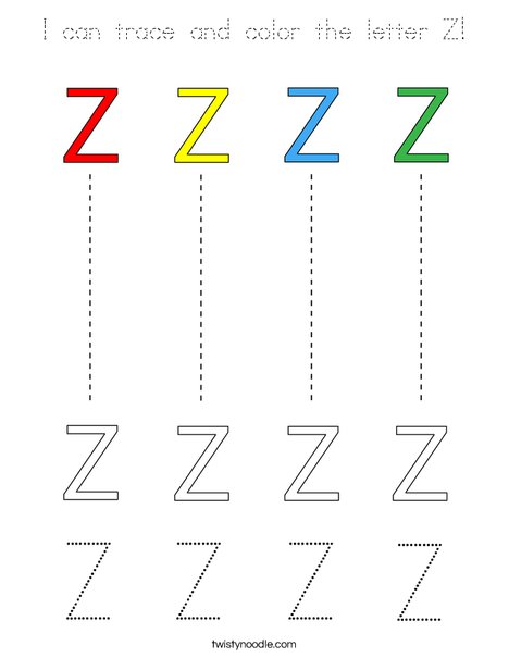 I can trace and color the letter Z! Coloring Page