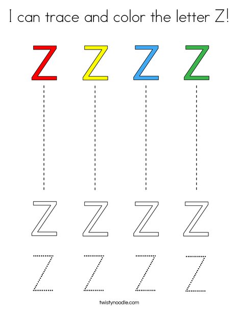 I can trace and color the letter Z! Coloring Page