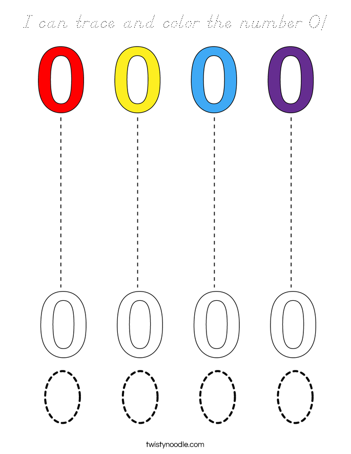 I can trace and color the number 0! Coloring Page