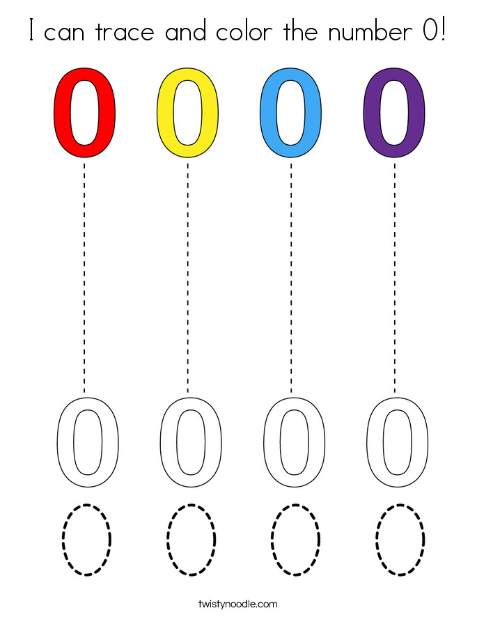 I can trace and color the number 0! Coloring Page