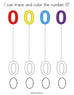 I can trace and color the number 0 Coloring Page