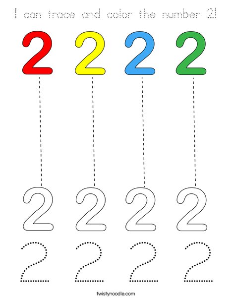 I can trace and color the number 2. Coloring Page