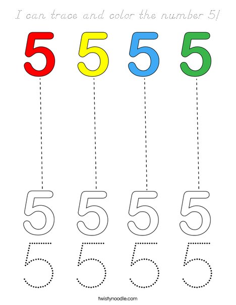 I can trace and color the number 5! Coloring Page