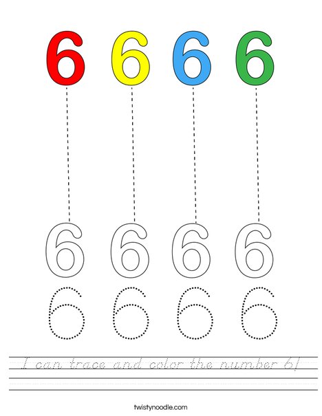 I can trace and color the number 6! Worksheet