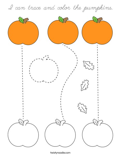 I can trace and color the pumpkins. Coloring Page