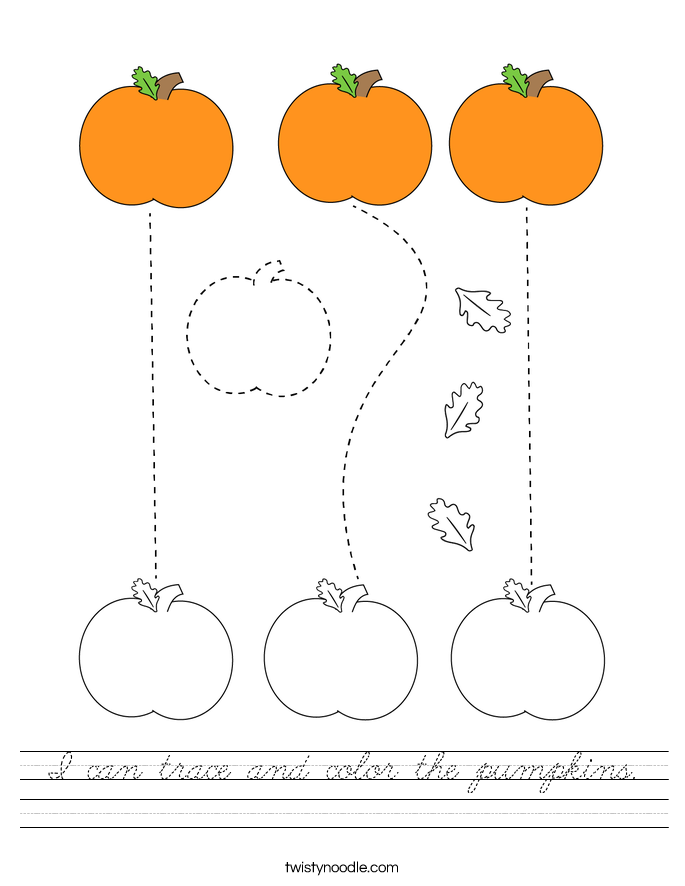 I can trace and color the pumpkins. Worksheet