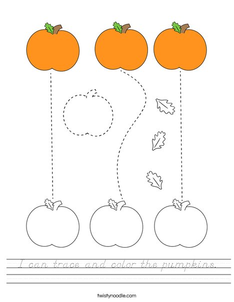 I can trace and color the pumpkins. Worksheet