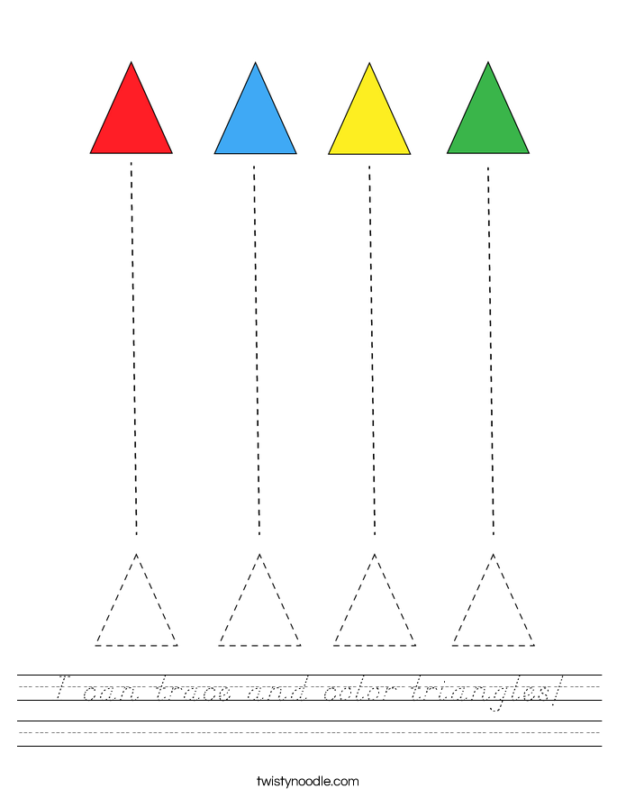 I can trace and color triangles! Worksheet