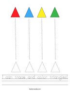 I can trace and color triangles Handwriting Sheet