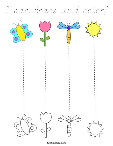 I can trace and color! Coloring Page