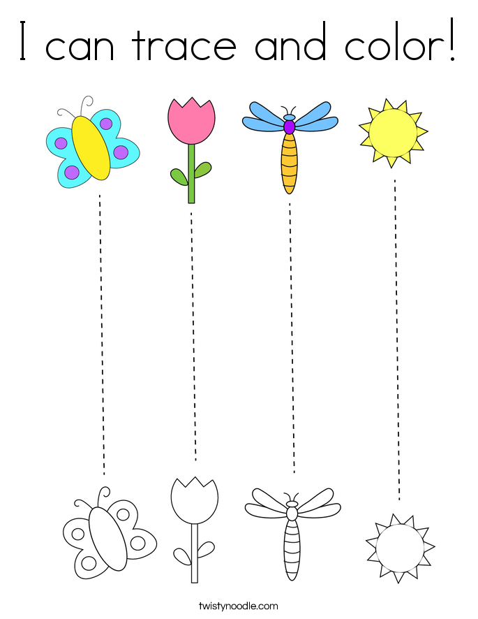 I can trace and color! Coloring Page