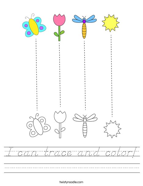 I can trace and color! Worksheet