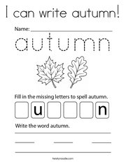 I can write autumn Coloring Page
